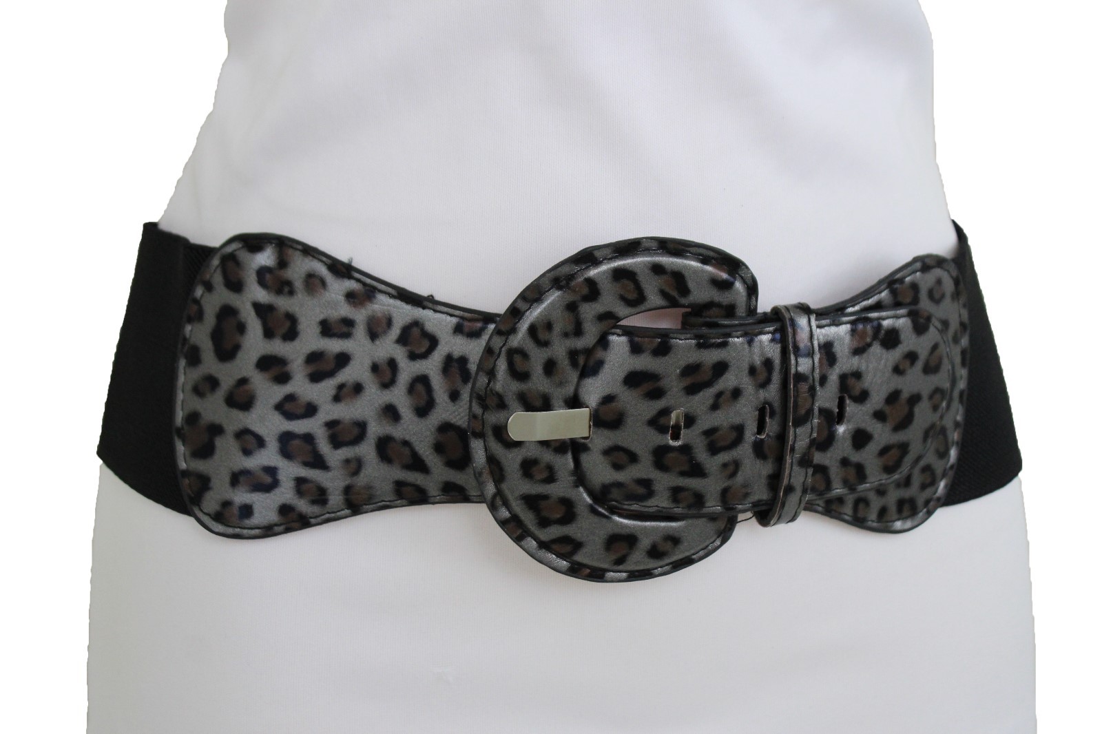 New Women Hip High Waist Elastic Wide Waistband Leopard Belt Cheetah Size S M
