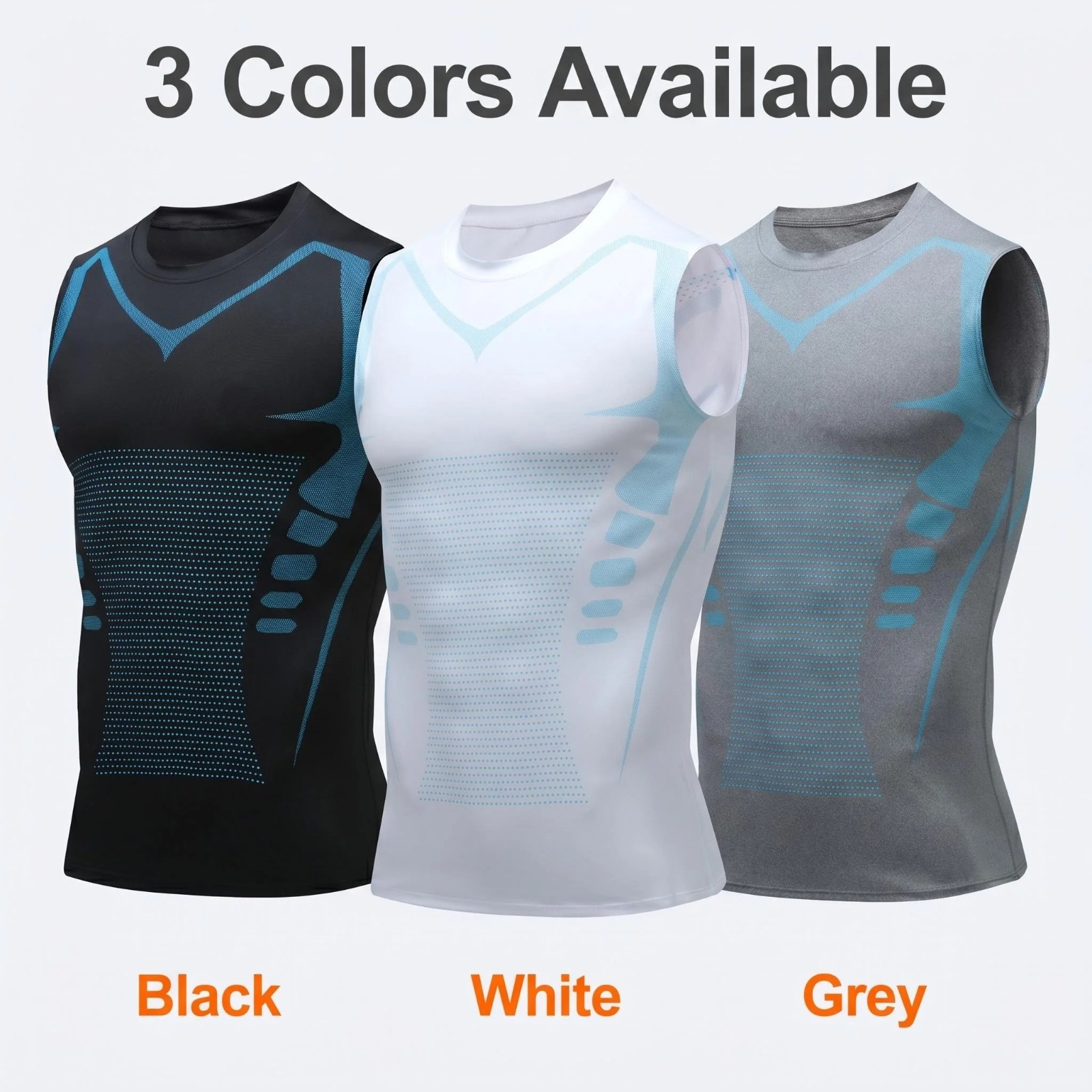 Men Compression Shirt Version Ionic Shaping Sleeveless Vest Sport Tank Top S-2XL