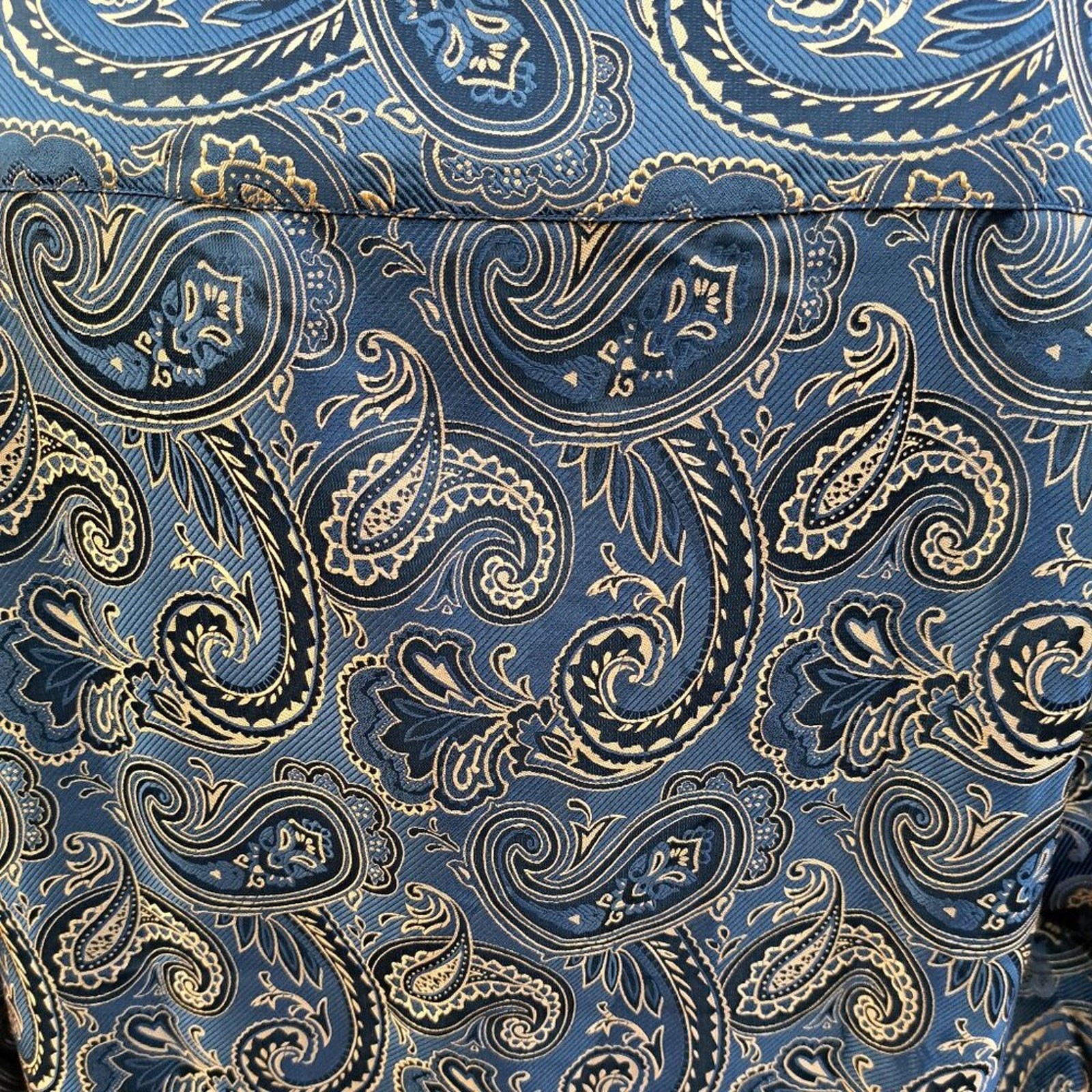 rry Wang Men Metallic Gold Paisley Long Sleeve Shirt Size 4XL NWT