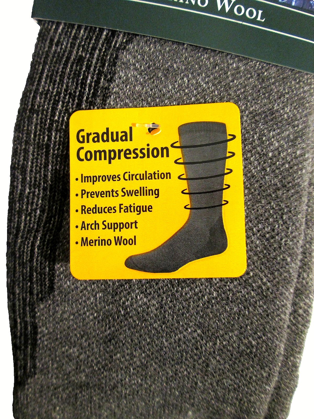 2 Pairs BIG Mens 65% Merino Wool Gradual Compression Over The Calf Thermal Socks
