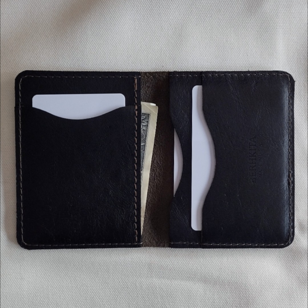 handmade real leather wallet horween black horsehide