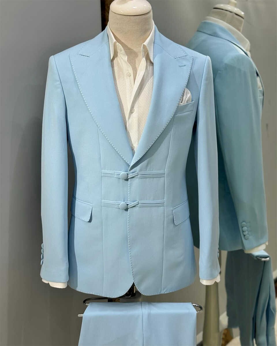 Business Men Suits Regular Fit Formal Prom Peak Lapel Tuxedos Prom Jacket Pant