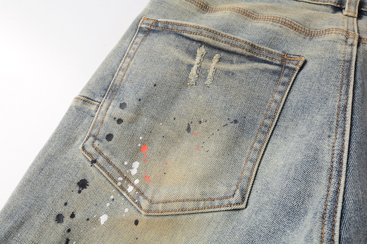 New Purple Brand Men Distressed Denim Pants Printing Slim Fit Jeans .