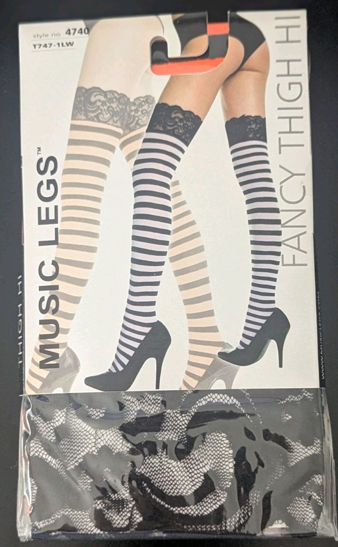 Music legs Halloween Thigh High Tights Orange And Black One Size Fits Most