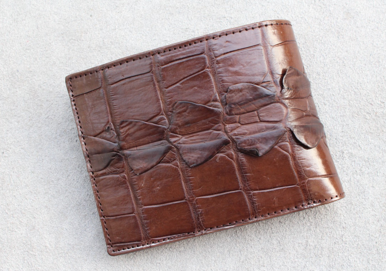Brown Real Crocodile Alligator Hornback Skin Leather Men’s Bifold Wallet #L71