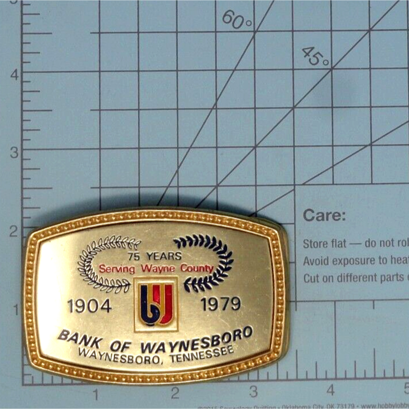 Bank Of Waynesboro Tennessee Belt Buckle 75 Years Wayne County Vtg 70s IN.TYC106