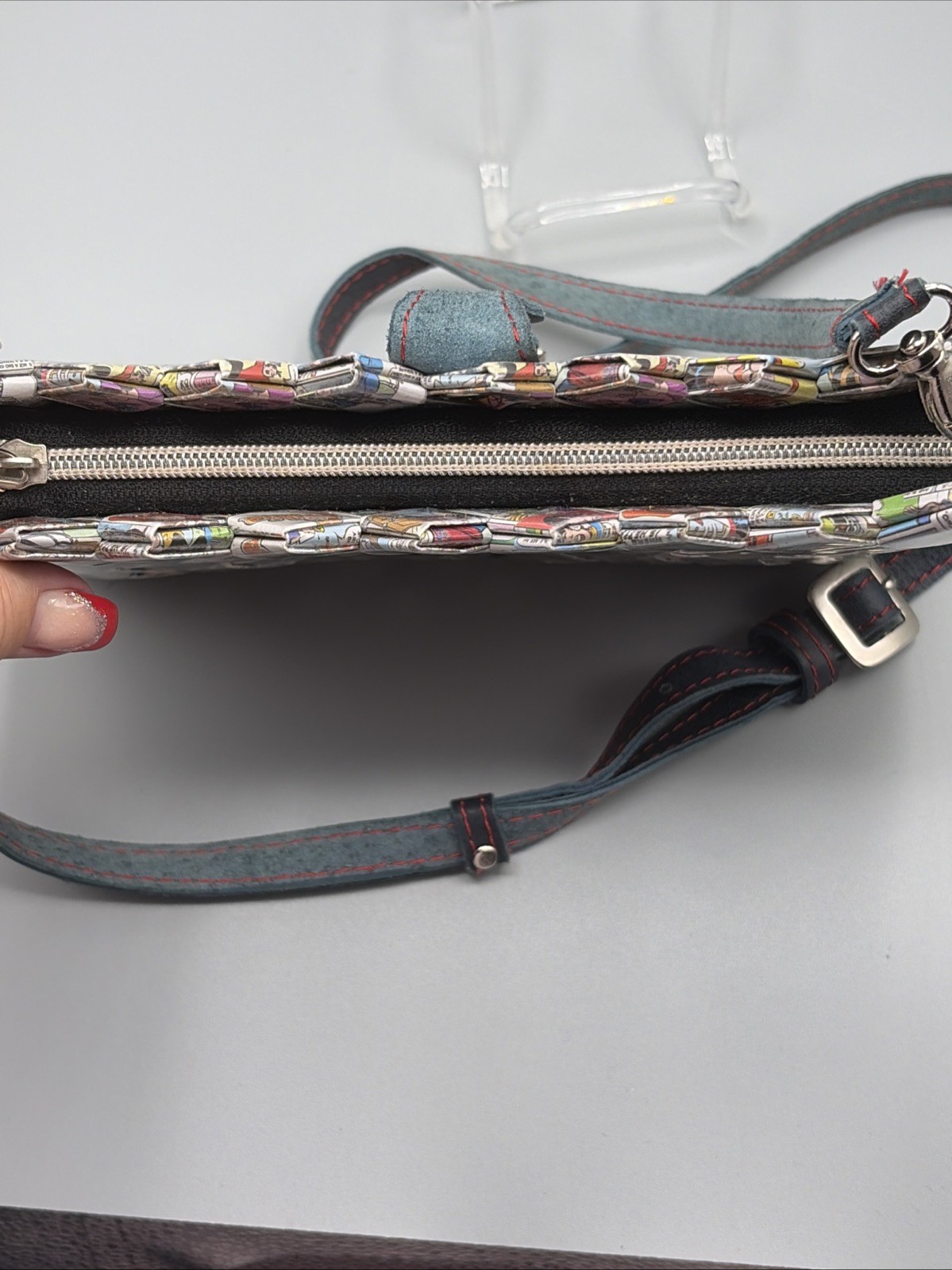Nahui Ollin Medium Archie Jughead Candy Wrapper Purse Leather Strap Bag OOAK