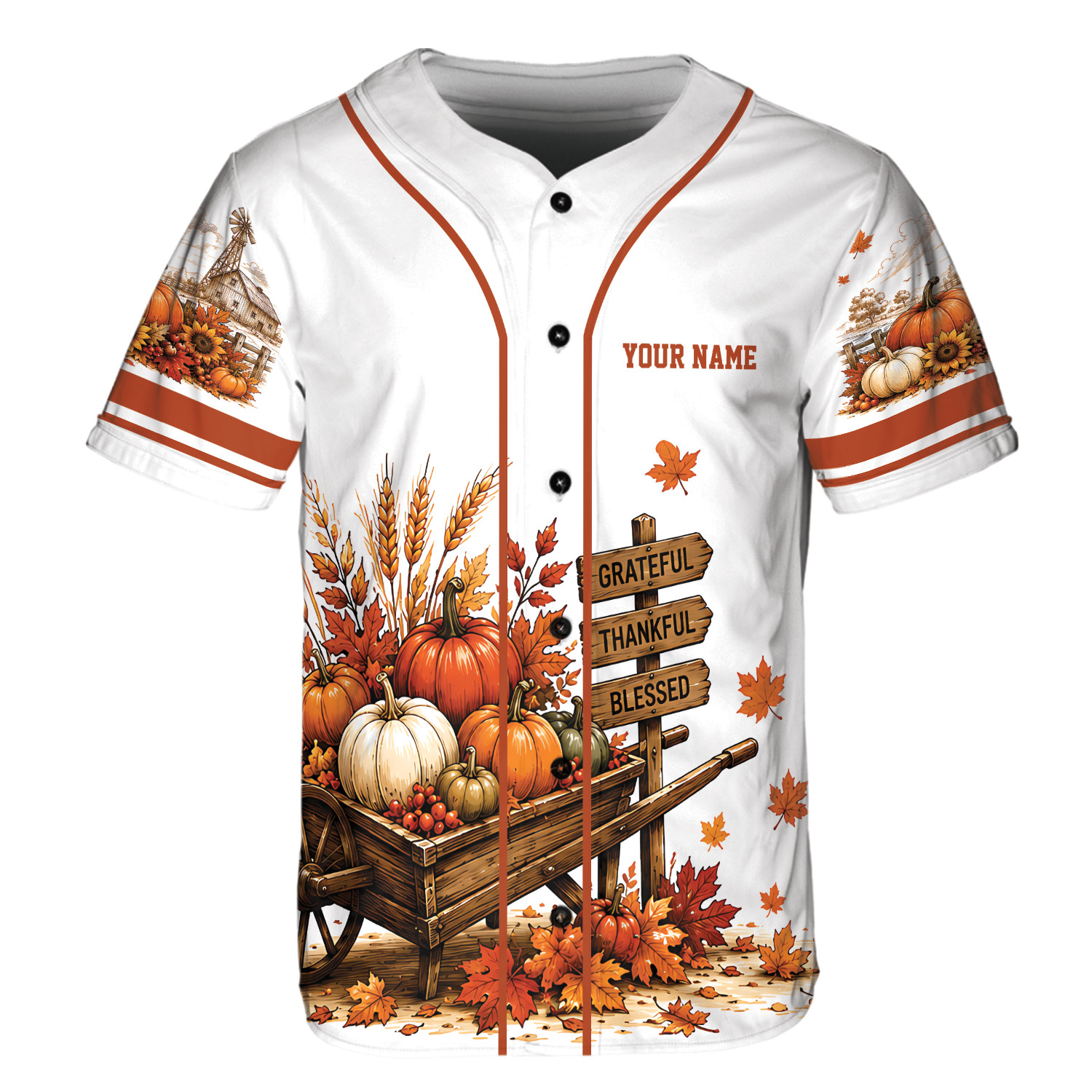 Personalized Thanksgiving Baseball Jersey Custom Name Give Thanks Grateful Heart