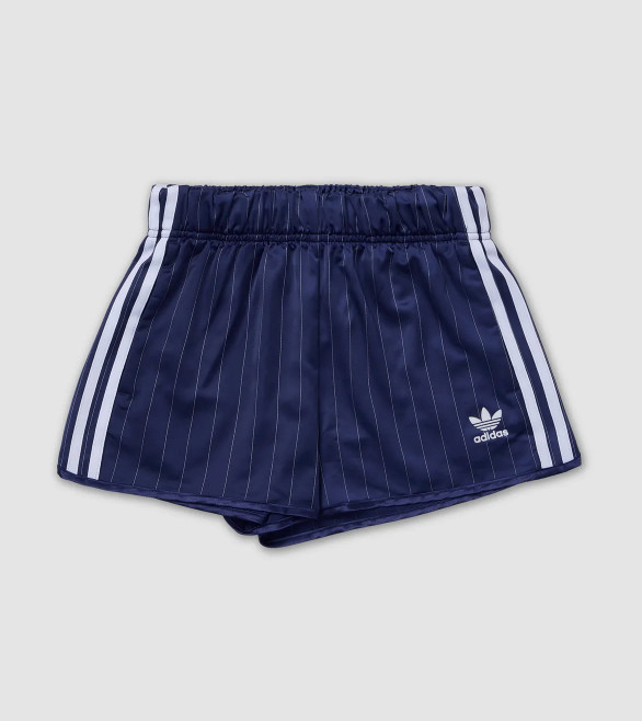 Adidas Women Pinstripe Stain Shorts Pants Dark Blue Brown Asian Sz KC4235 KC4236