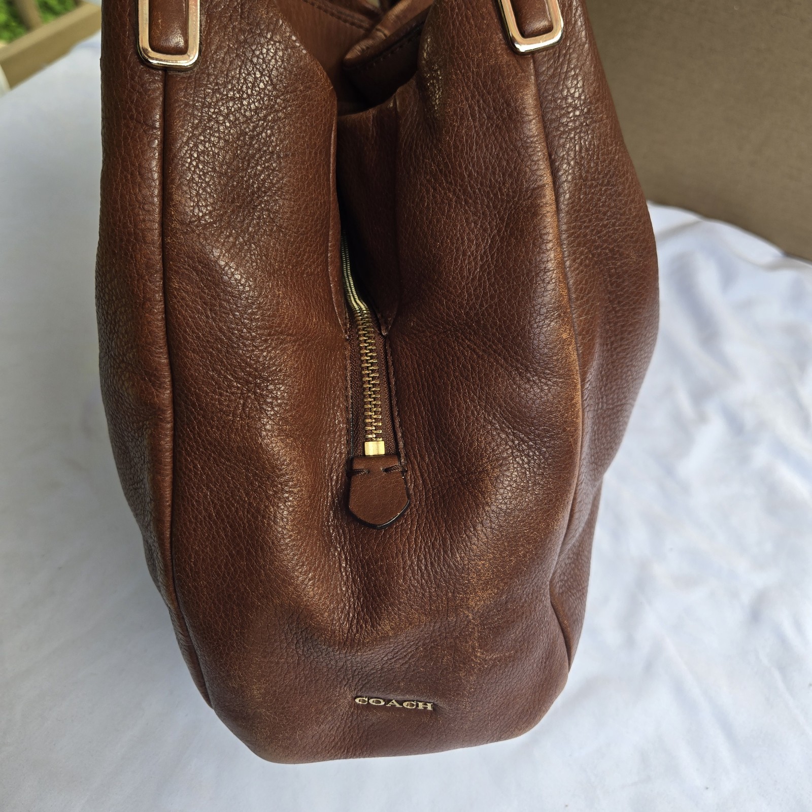 Coach Madison Phoebe Pebbled Leather Hobo Brown Shoulder Bag Purse H1376-26224
