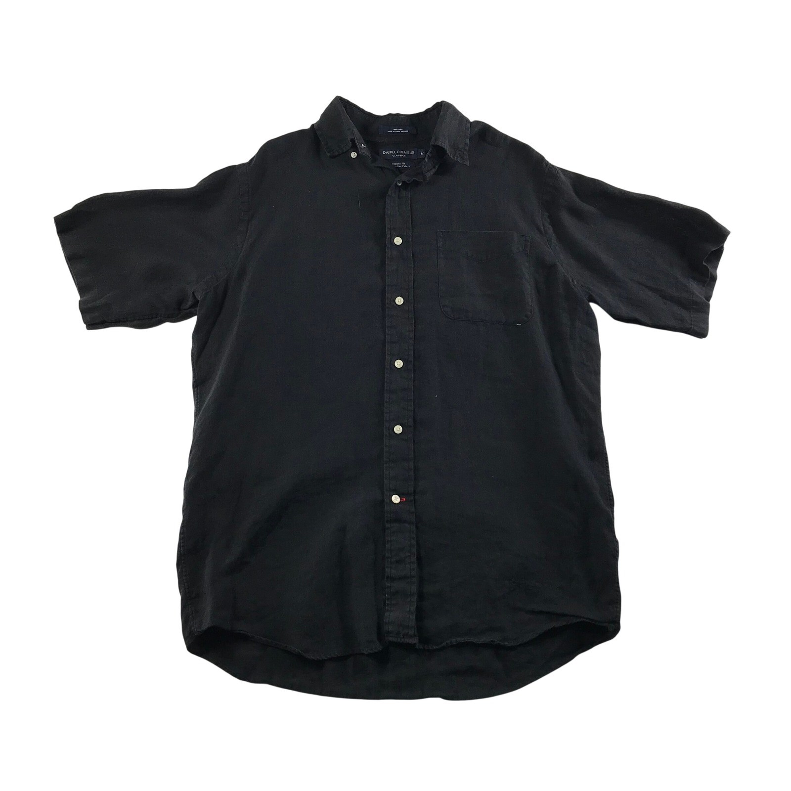 Daniel Cremieux Classics Mens Black 100% Linen Short Sleeve Button Down Shirt M