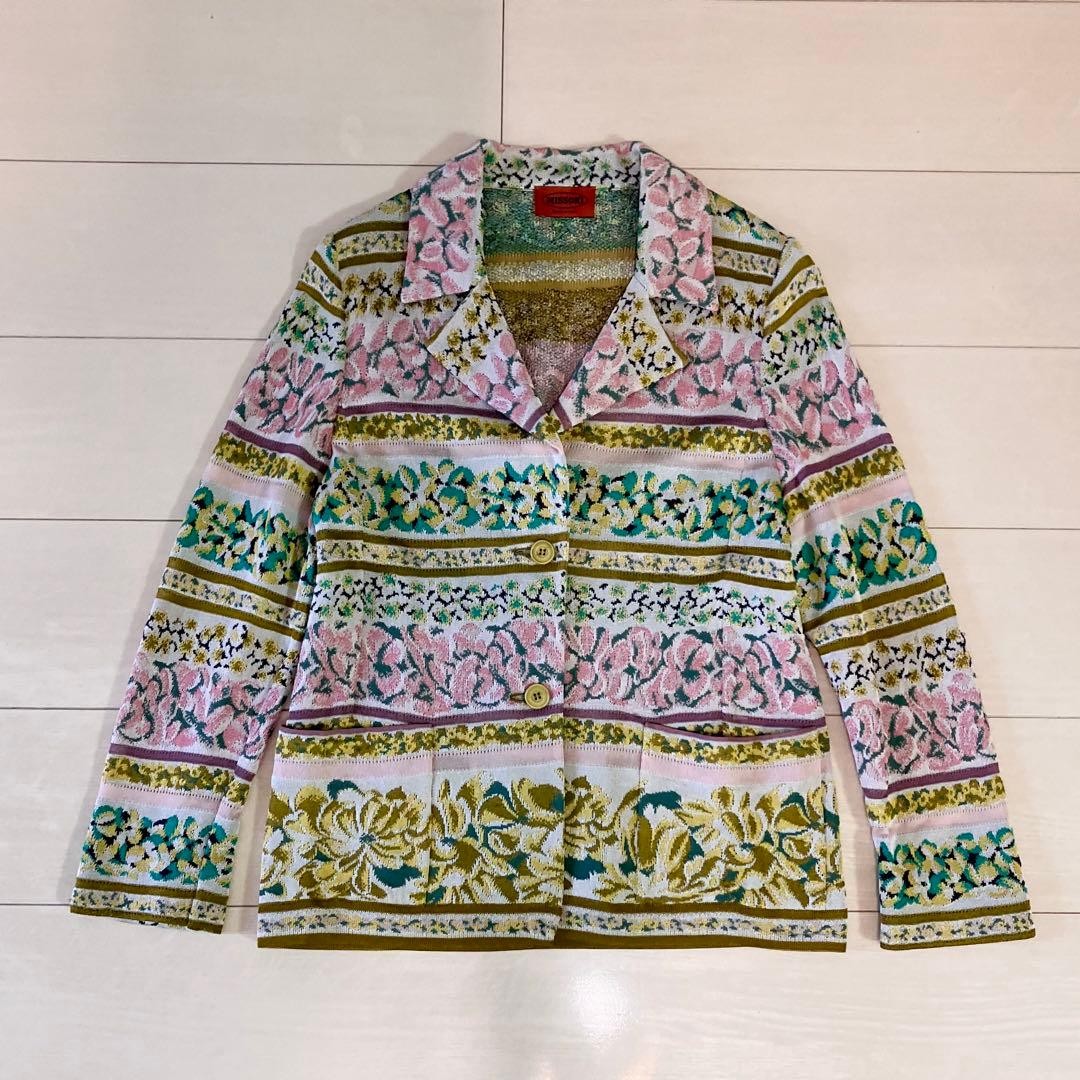 [EUC] MISSONI Orange Tag Jacket Sz 44 Floral Jacquard Rayon Cotton : From JAPAN