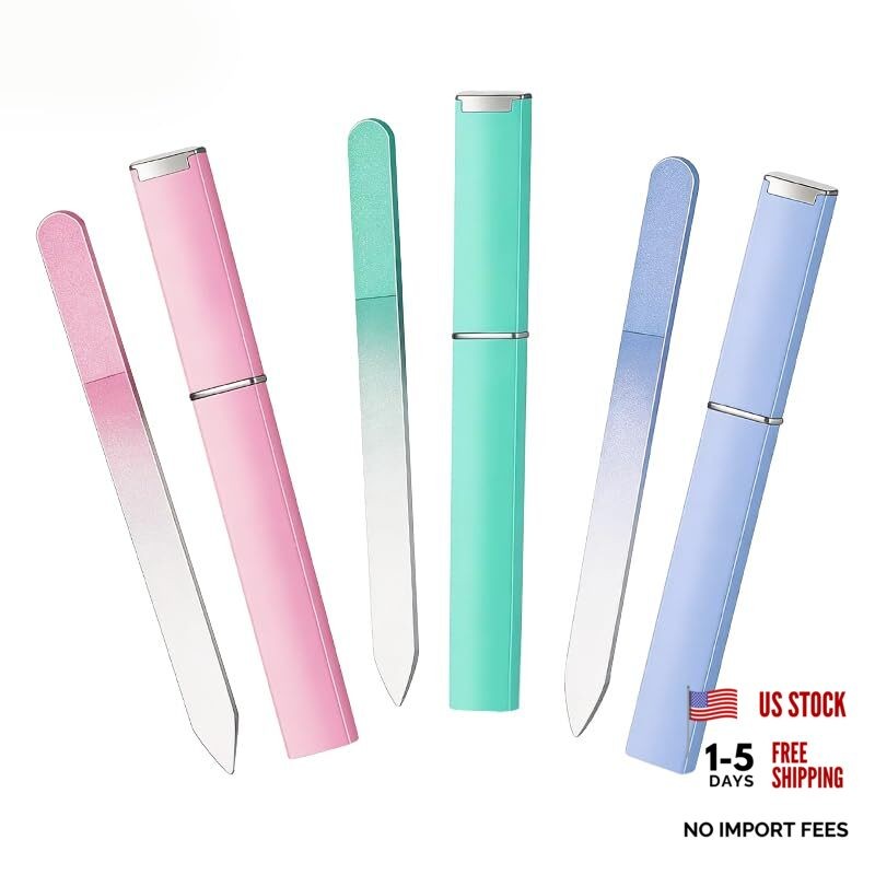 Glass Nail Files for Natural Nails Double-Sided Crystal Pink, Mint, Blue