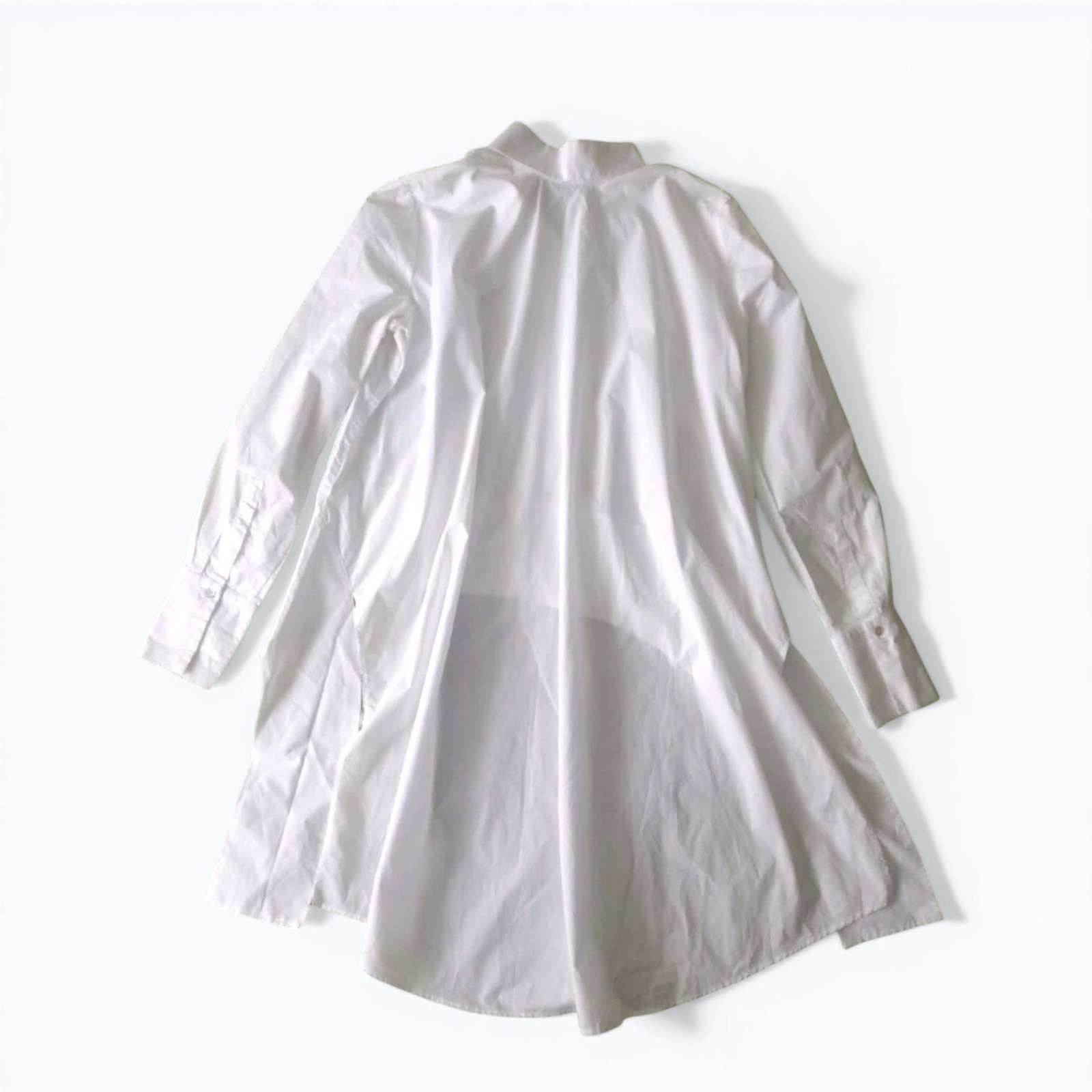 BALOSSA White Cotton Avant-Garde Shirt IT 42 EU 38 Extreme Asymmetric Tail Top