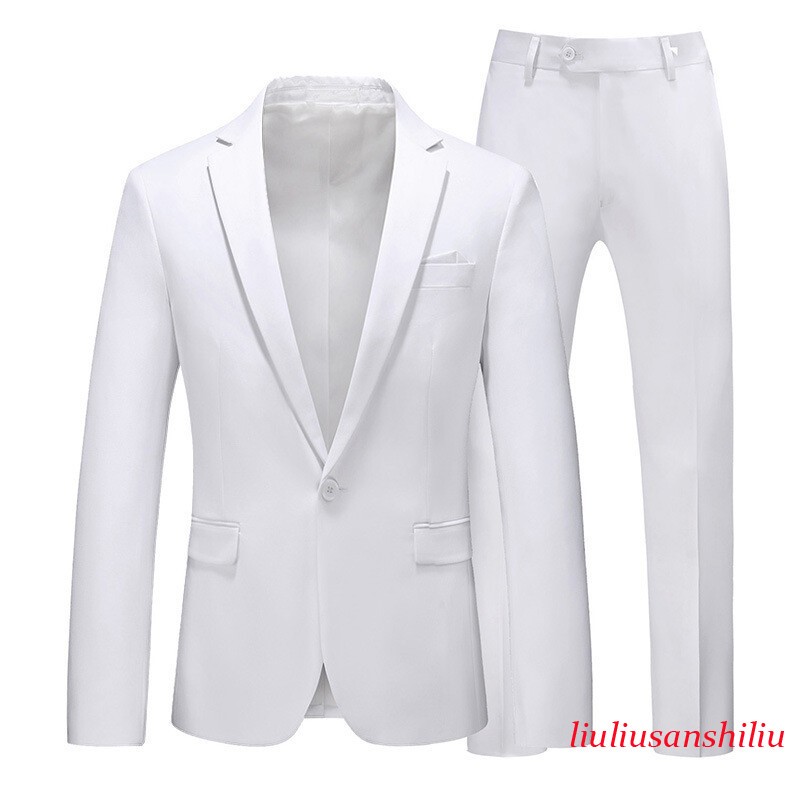 Men’s One Button Formal Suits 2pcs Blazer Jacket Pants Slim Party Grooms Wedding
