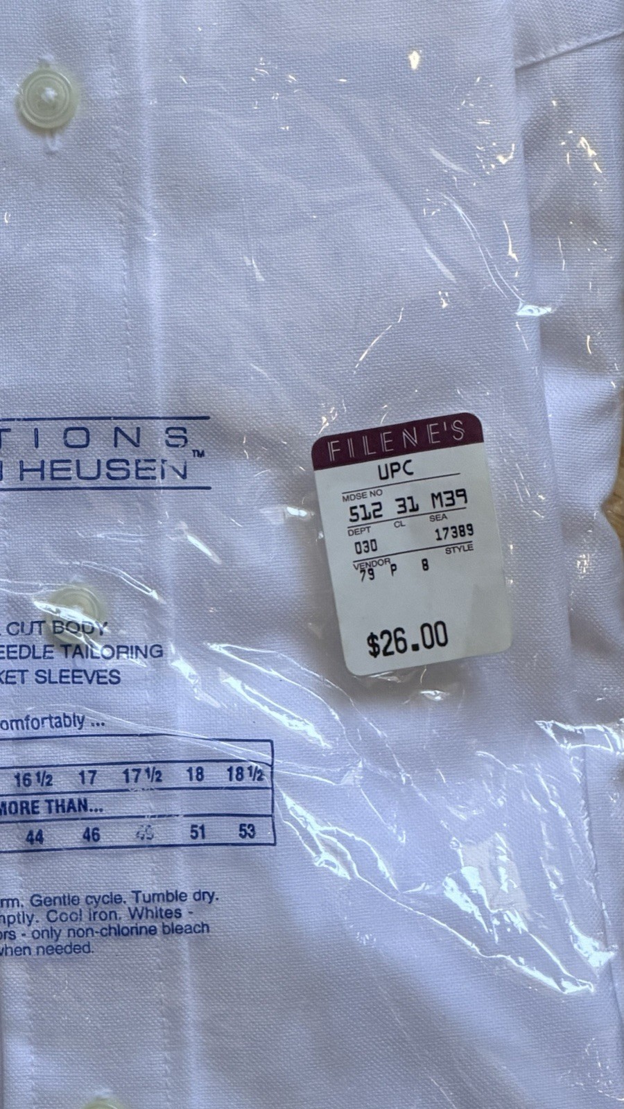 Editions Van Heusen White Long Sleeve Men Button Down Dress Shirt Large 15-32/33