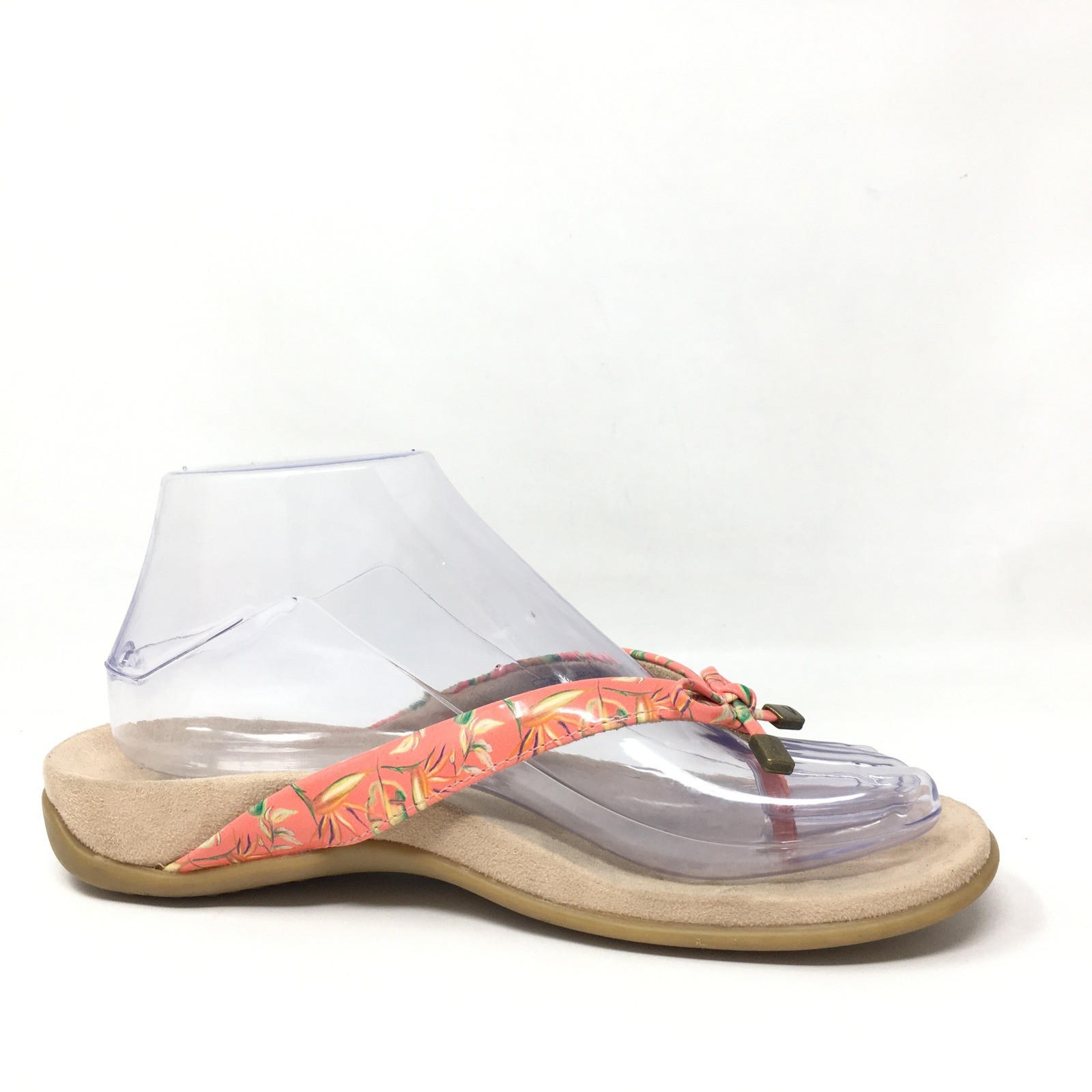 Vionic Bella II Flip Flops Sandals Shoes Womens Size 7 Pink Green Floral Ortho