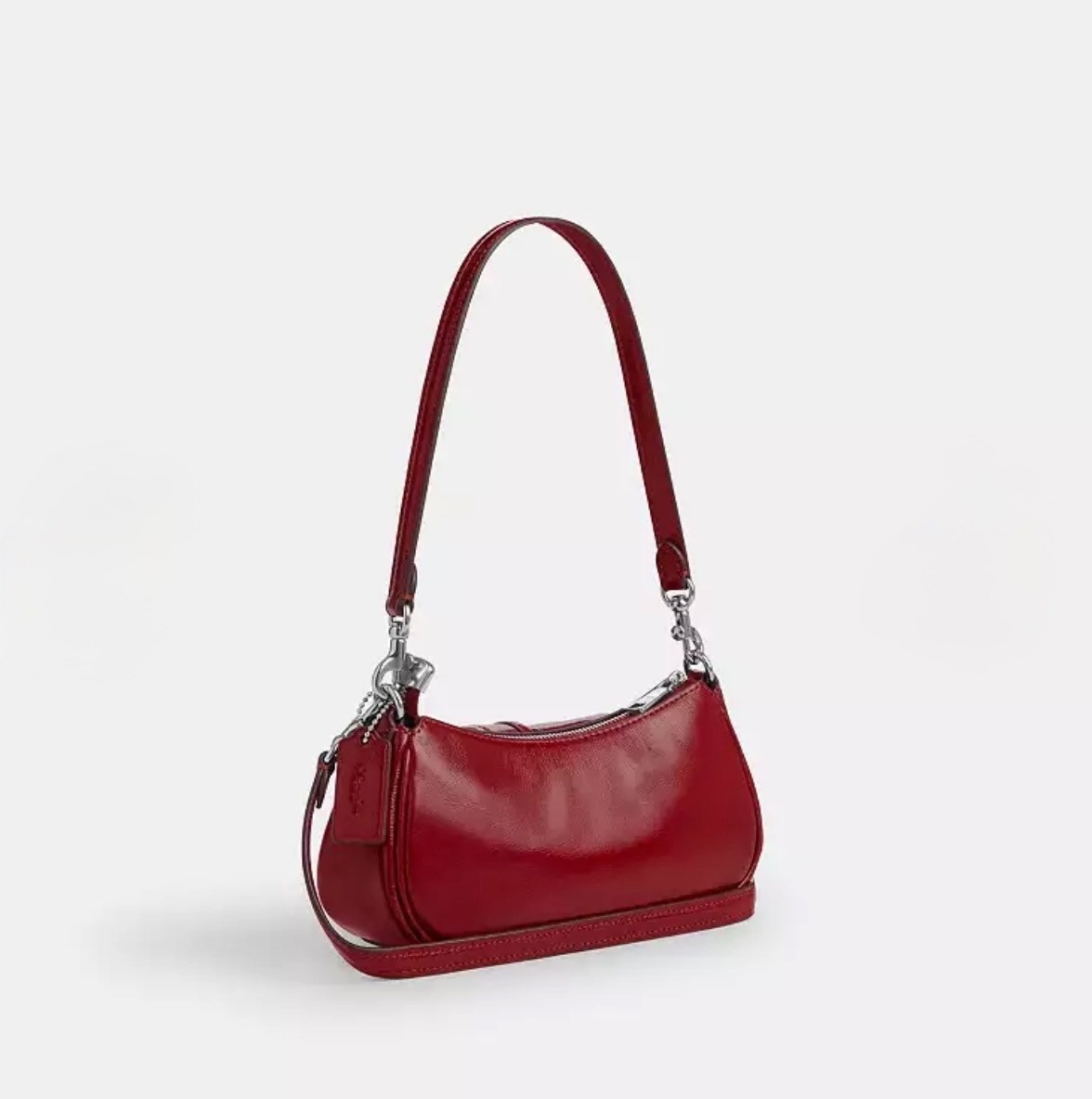 COACH ASHTON MINI SHOULDER BAG | DARK CARDINAL RED GLAZED LEATHER | SILVER | NWT