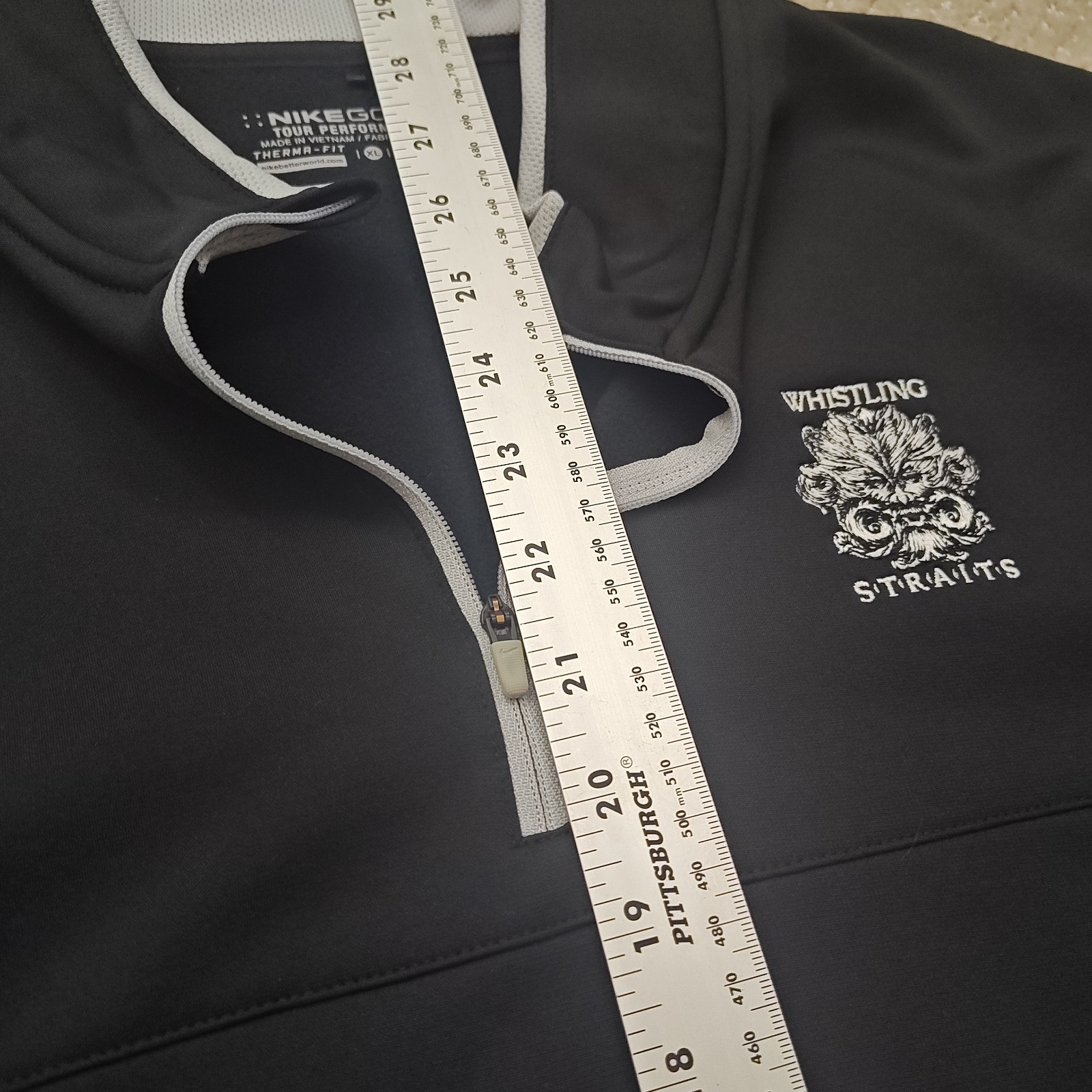 Nike Golf Tour Performance Dri-FIT Whistling Straits 1/4 Zip Black Gray XL