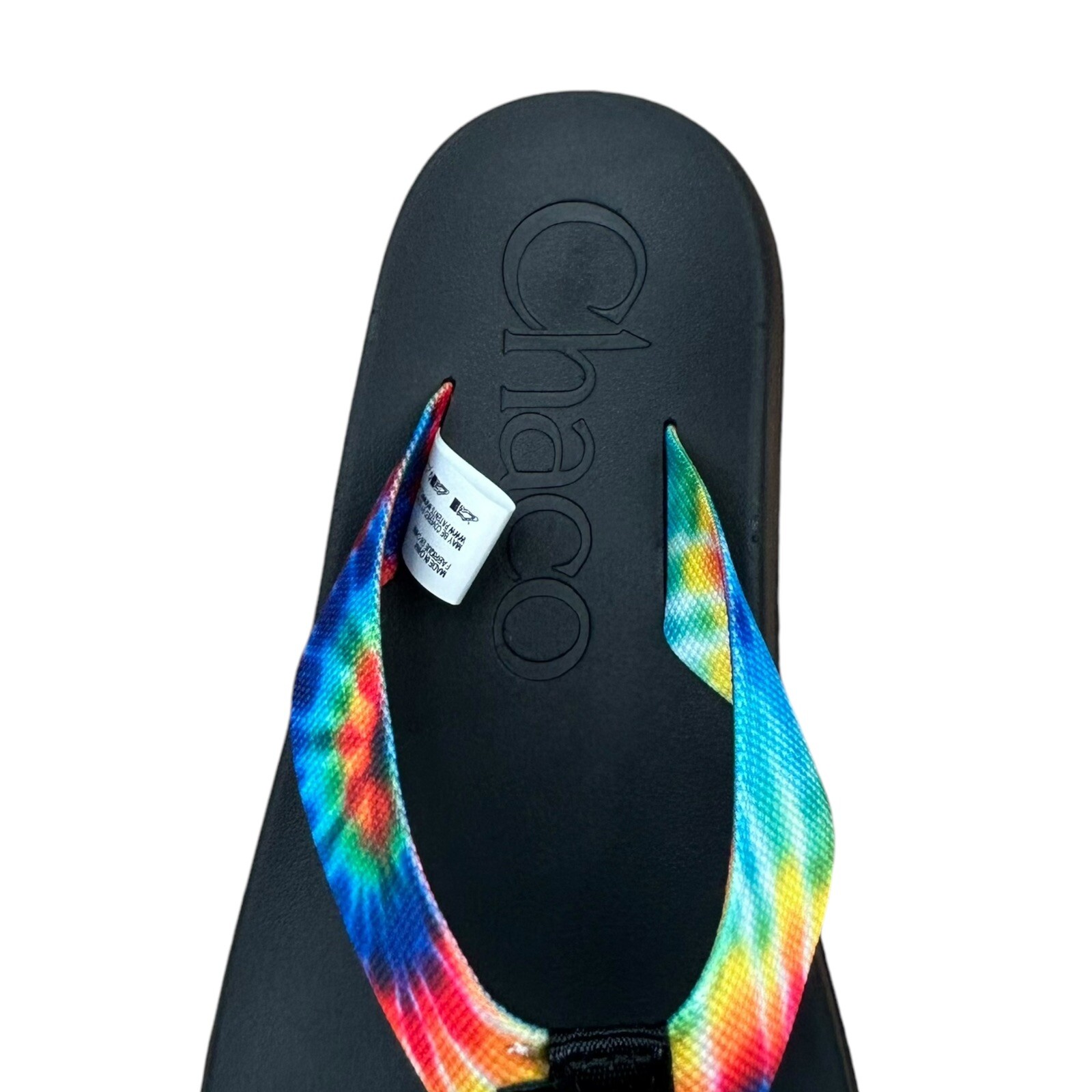 Chaco Womens Chillos Flip Flop Size 7 Black/Tie Dye Lightweight Cushioned Insole