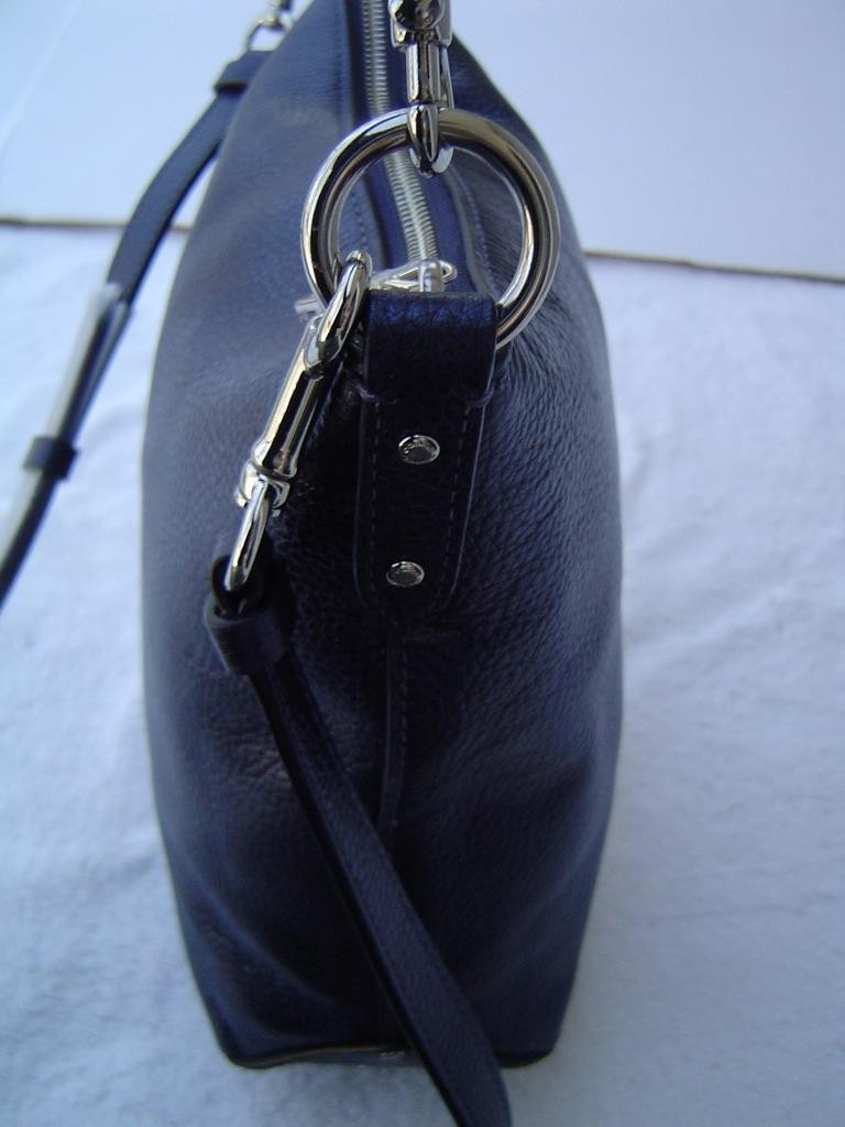 AUTHENTIC COACH METALLIC BLUE PEBBLE LEATHER MINI ABBY DUFFEL BAG #87691