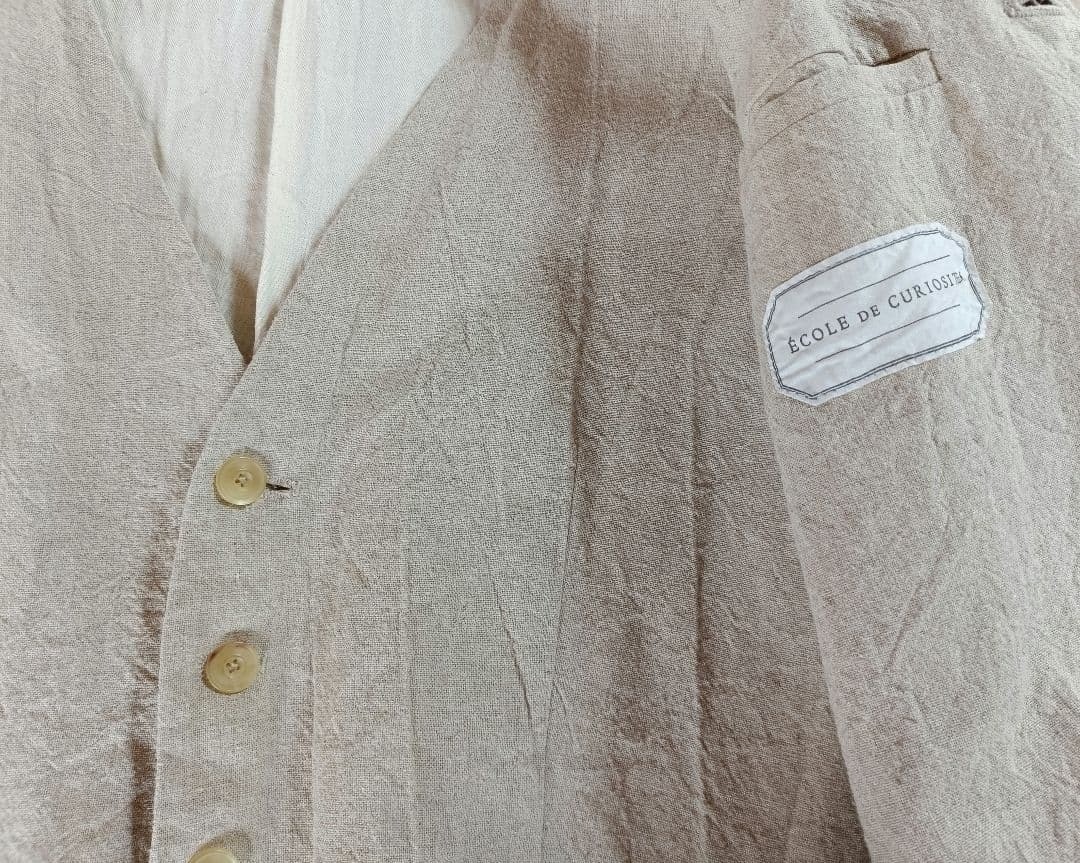 ECOLE DE CURIOSITES Linen Ramie Tightly Woven Jacket Size M Washed Out Finish
