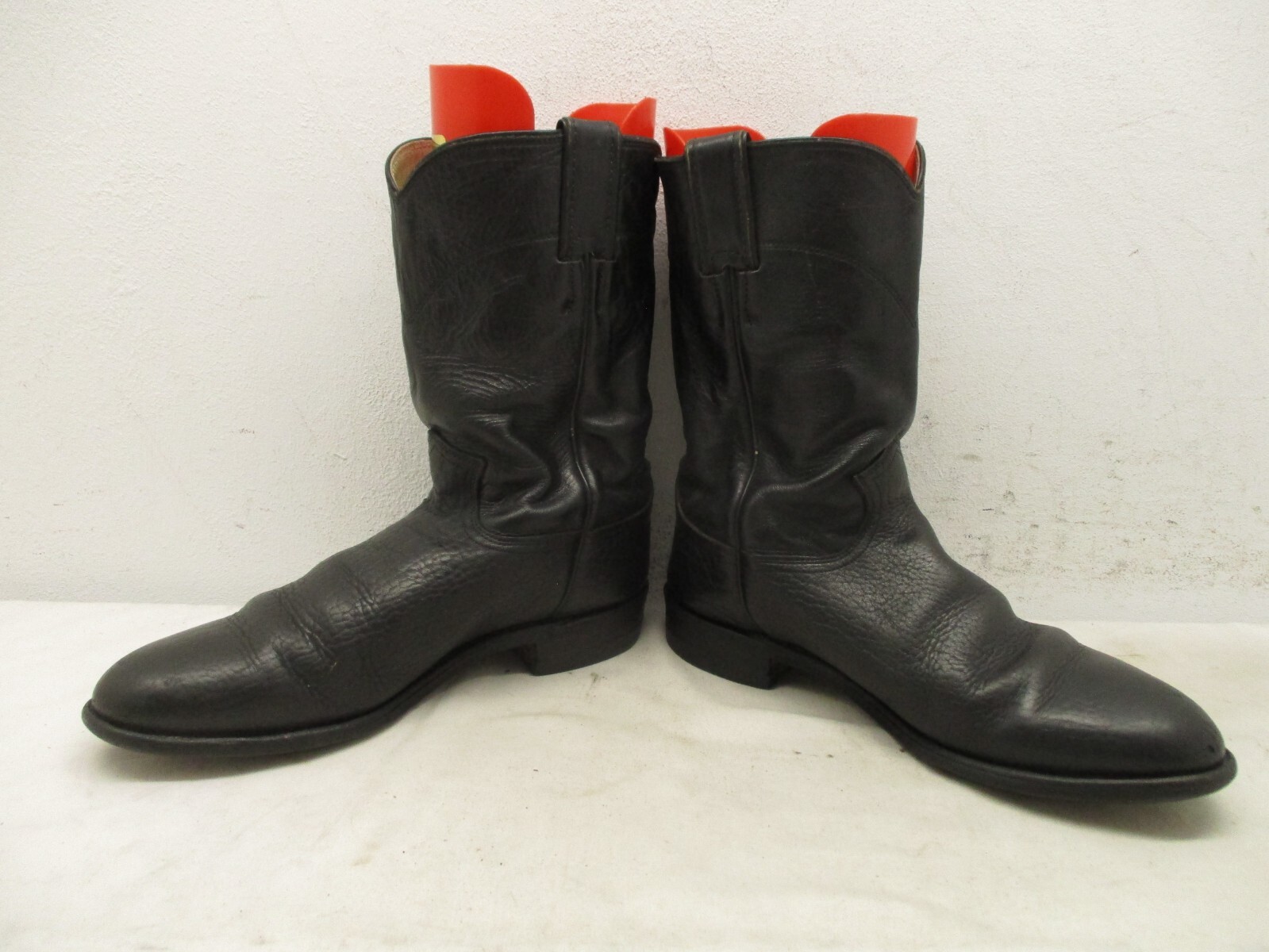 Justin Classic Black Bullhide Leather Roper Style 3187 Cowboy Boots Mens Sz 8 D
