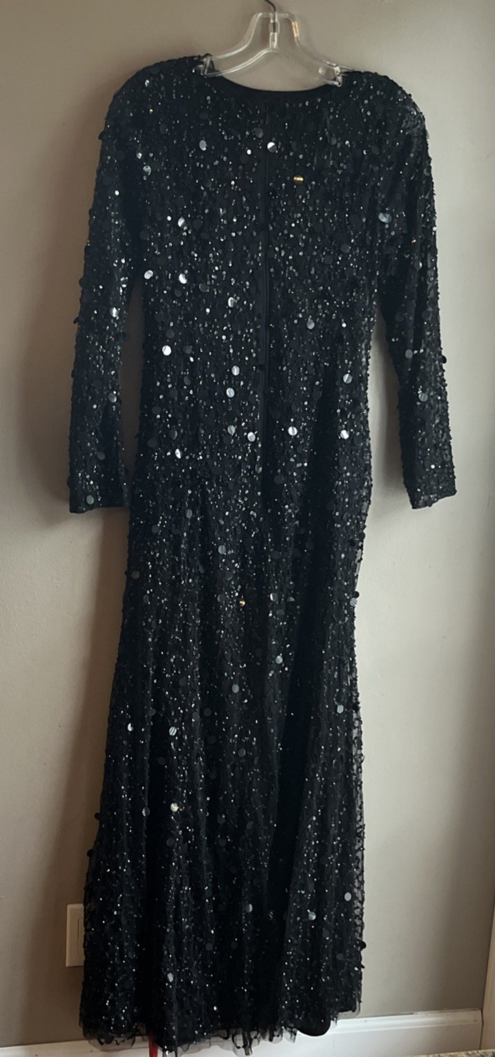Quiz Embellished Black Sparkle Evening Dress Gown – sz 6 / 10 UK -msrp $350
