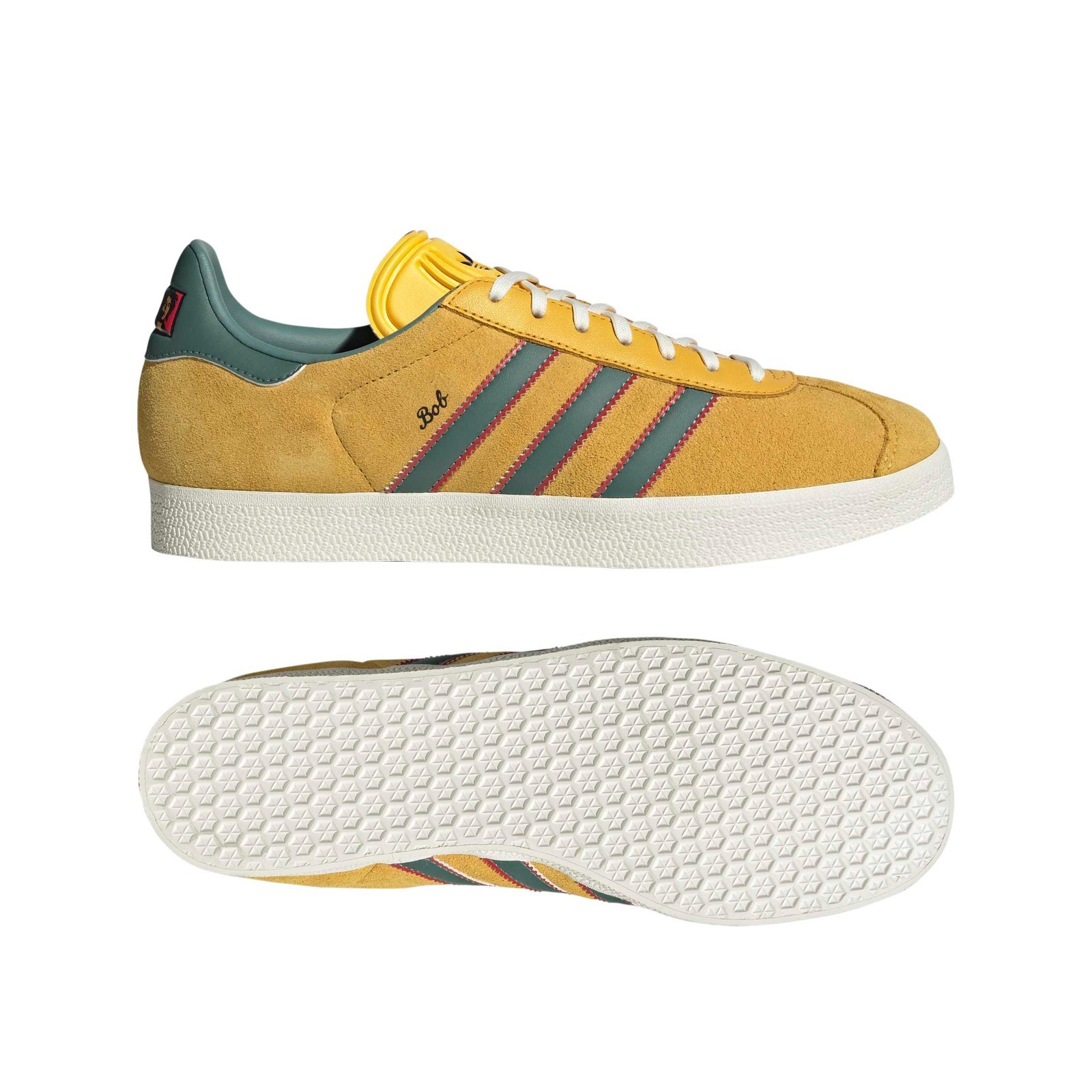 Adidas Men’s Gazelle Jamaica x Bob Marley Shoes Bold Gold/None/Pure Ruby KJ3532