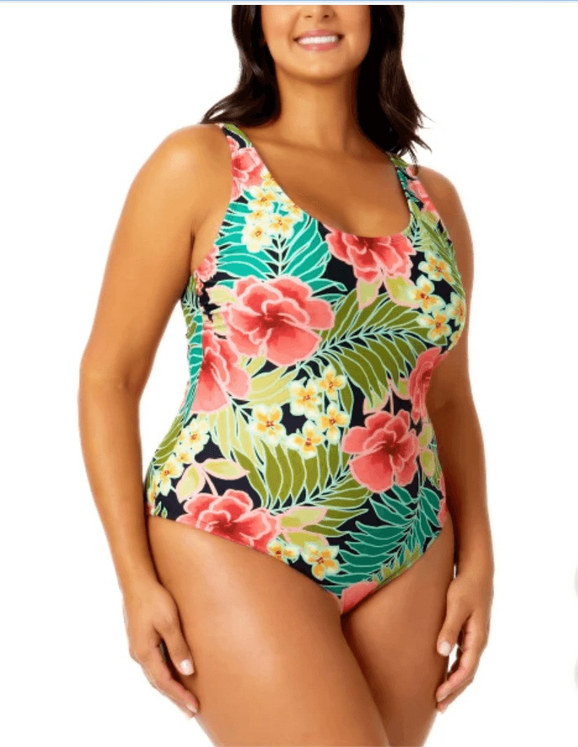 NWT HURLEY Size Large One-Piece Swimsuit Pink Poppy Floral Adjustable Straps New