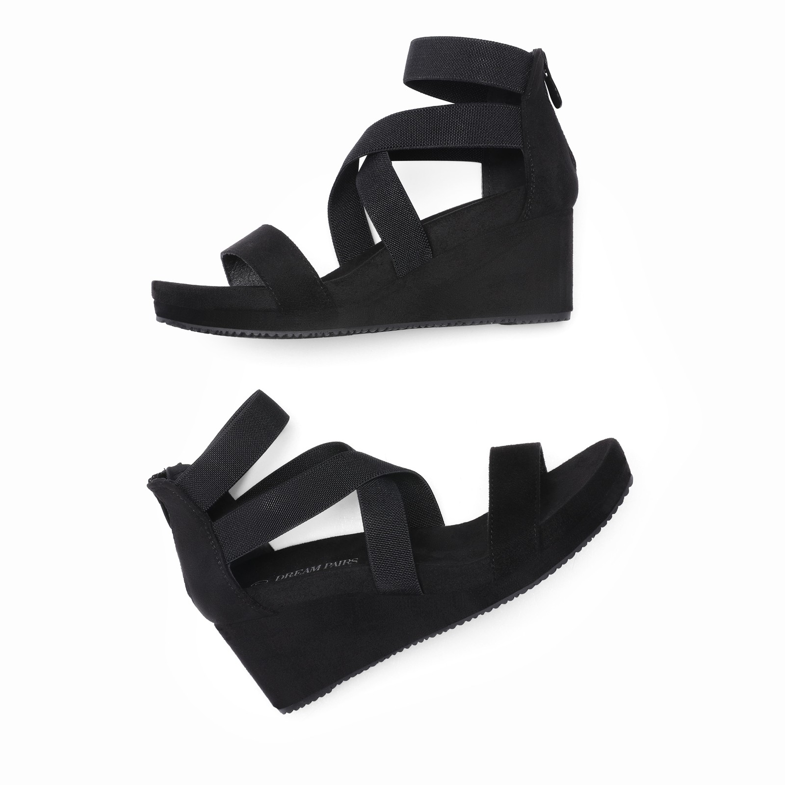 DREAM PAIRS Women’s Wedge Sandals Elastic Ankle Strap Open Toe Platform Shoes