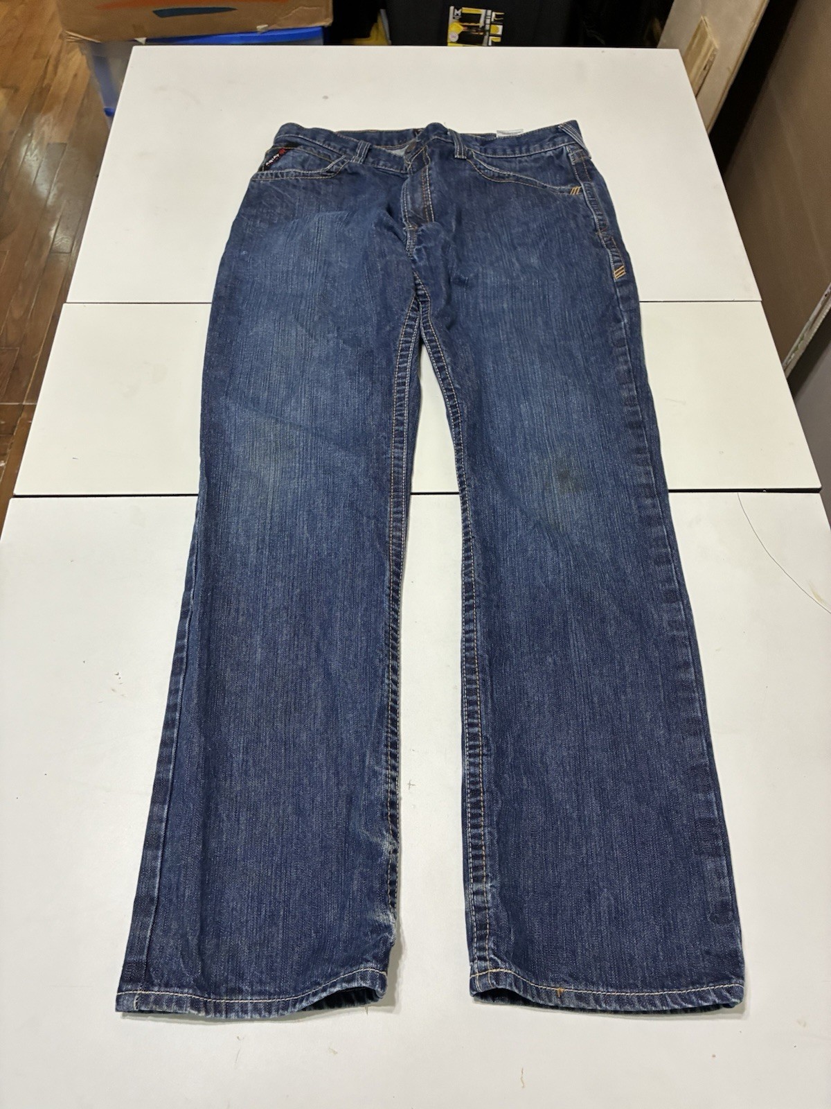 Ariat M4 Jeans 36×36 Blue Low Rise Bootcut Flame Resistant Tradesman Workwear