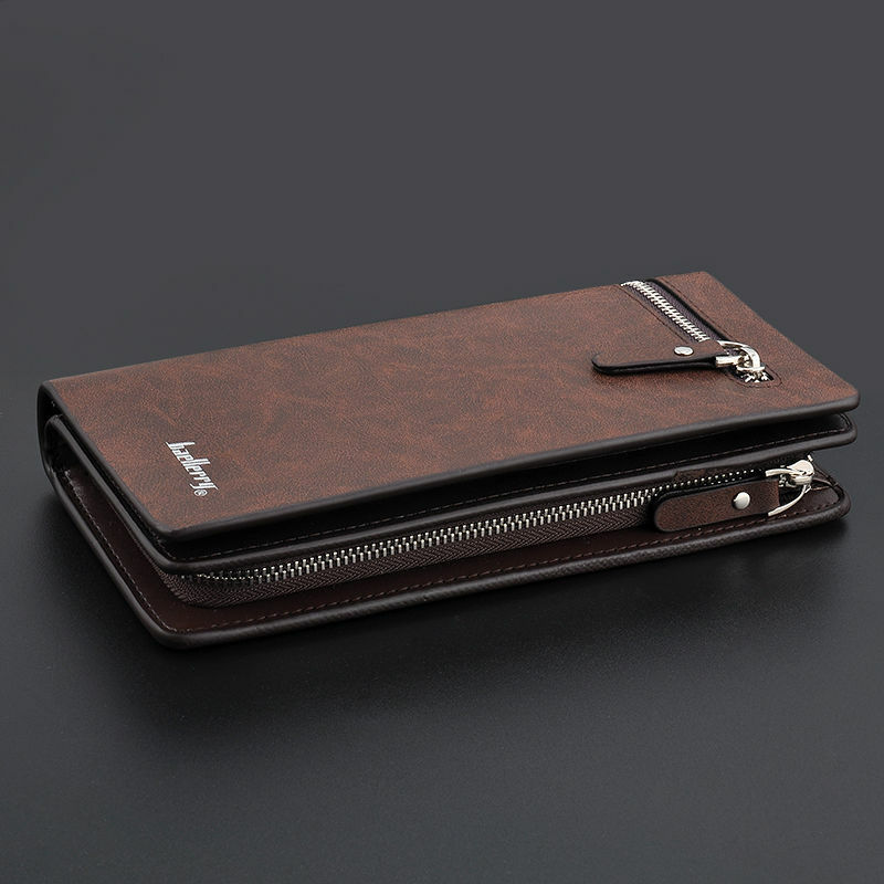 Mens Leather Wallet Large Capacity Bifold Long Card Holder Purse Business Clutch