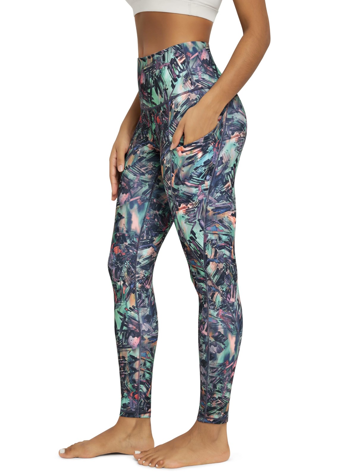 ODODOS Women’s High Waisted Full Length Yoga Leggings Pockets 28 Inseam XL