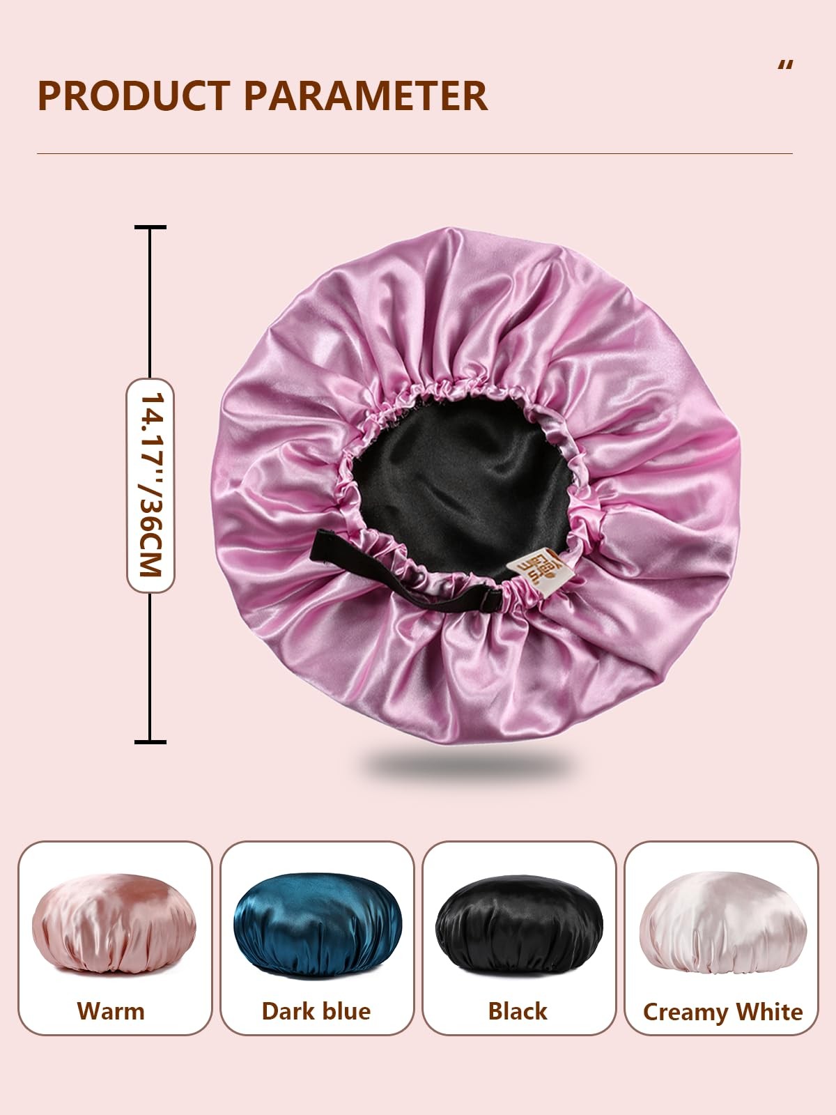 Silk Bonnet for Sleeping Women, Double Layer Satin, Ajustable Elasticity Band， H