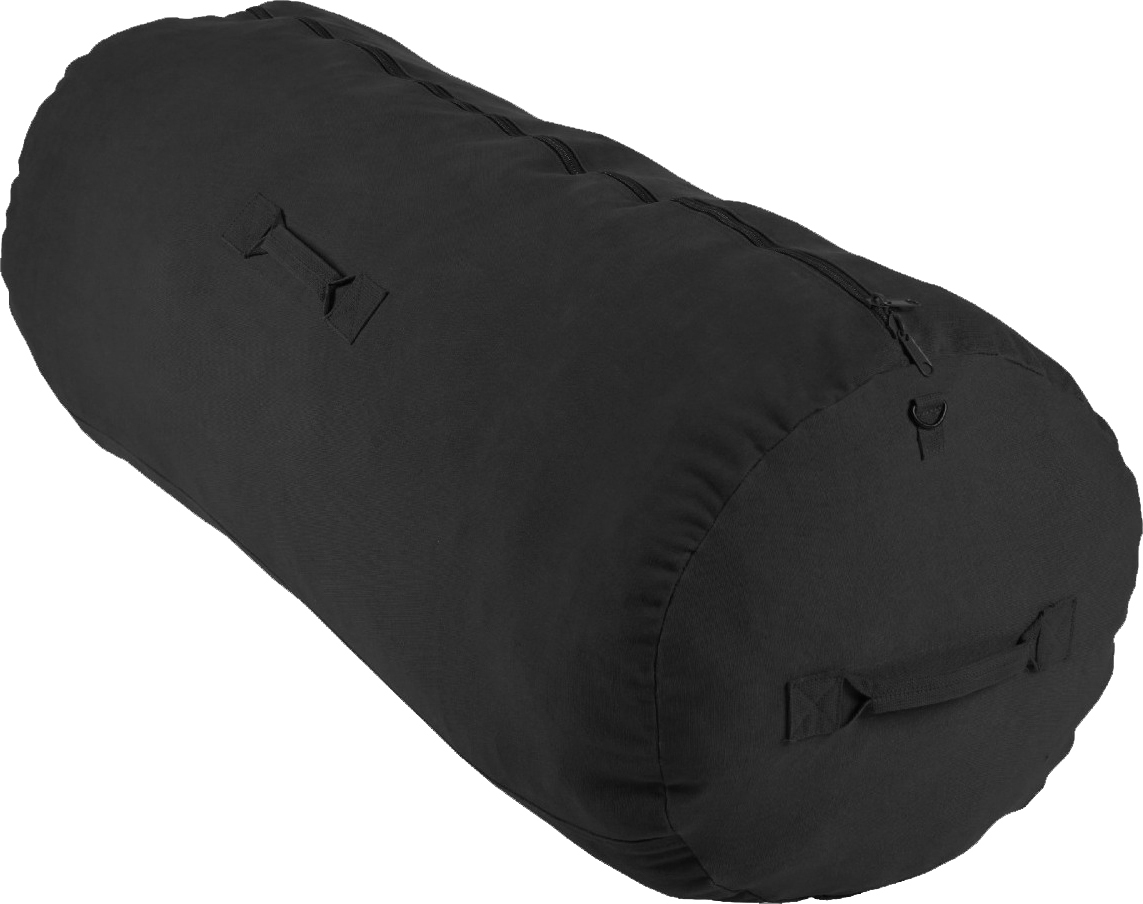 Black Cotton Canvas Side Zipper Sports Gym Travel Duffle Bag Duffel Heavy Duty