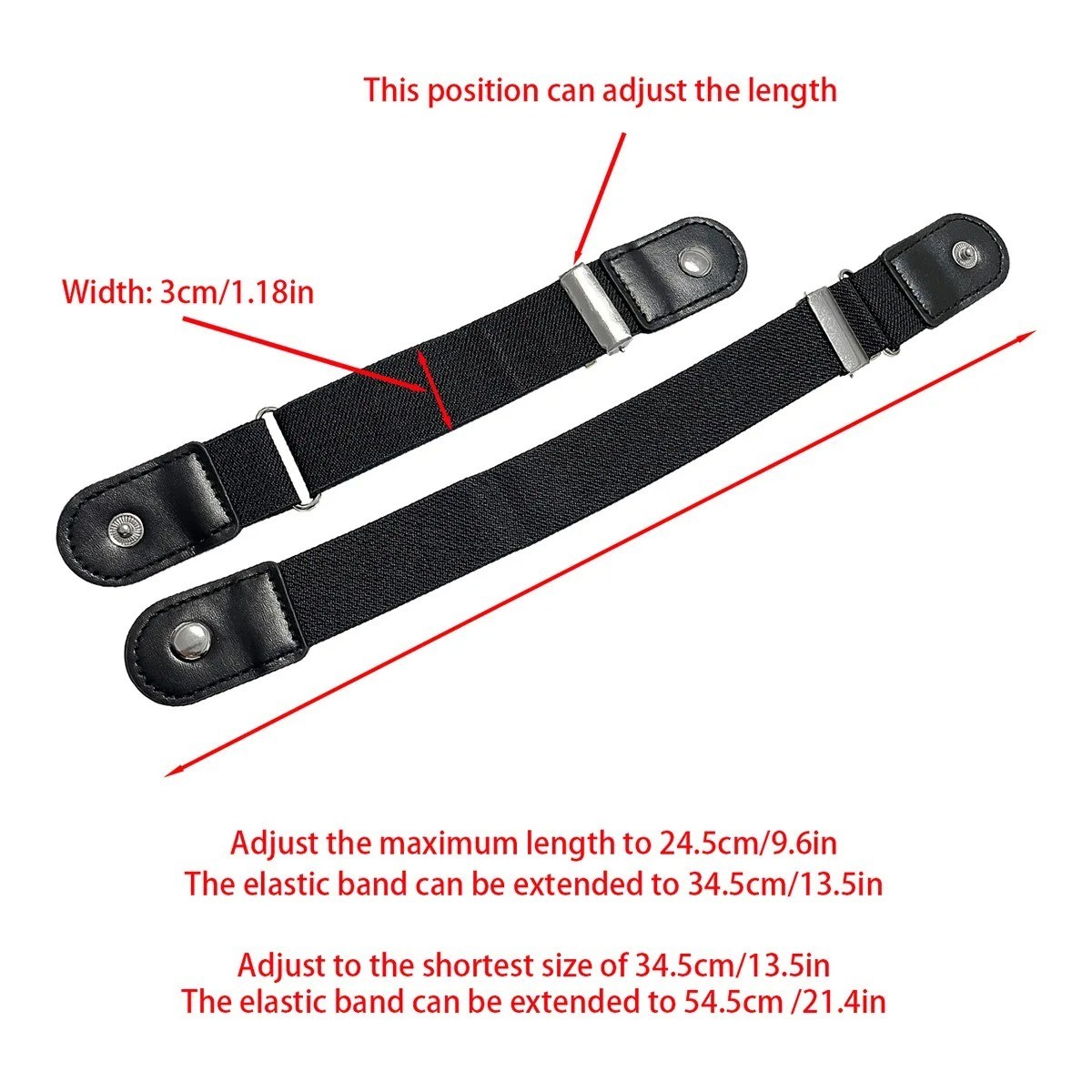 2 Pack No Buckle Elastic Belt Invisible Loop Belt for Jeans Pants