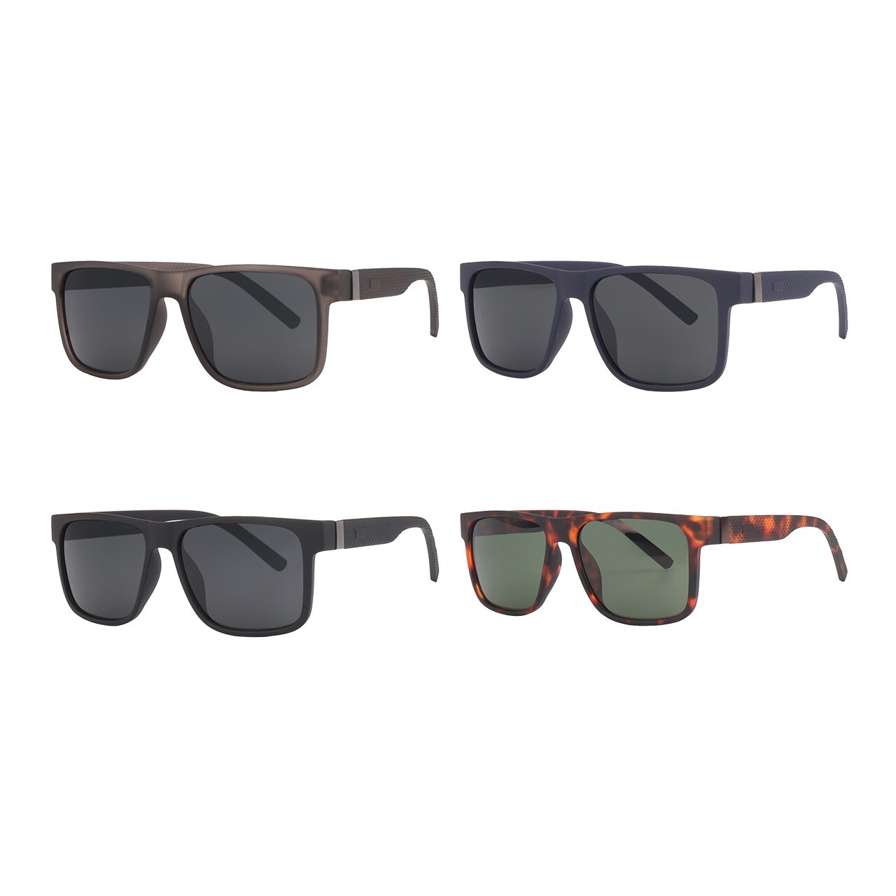 Sunglasses Mens Square Frame 4 Pairs Soft Finish Frames Clean New Style Look