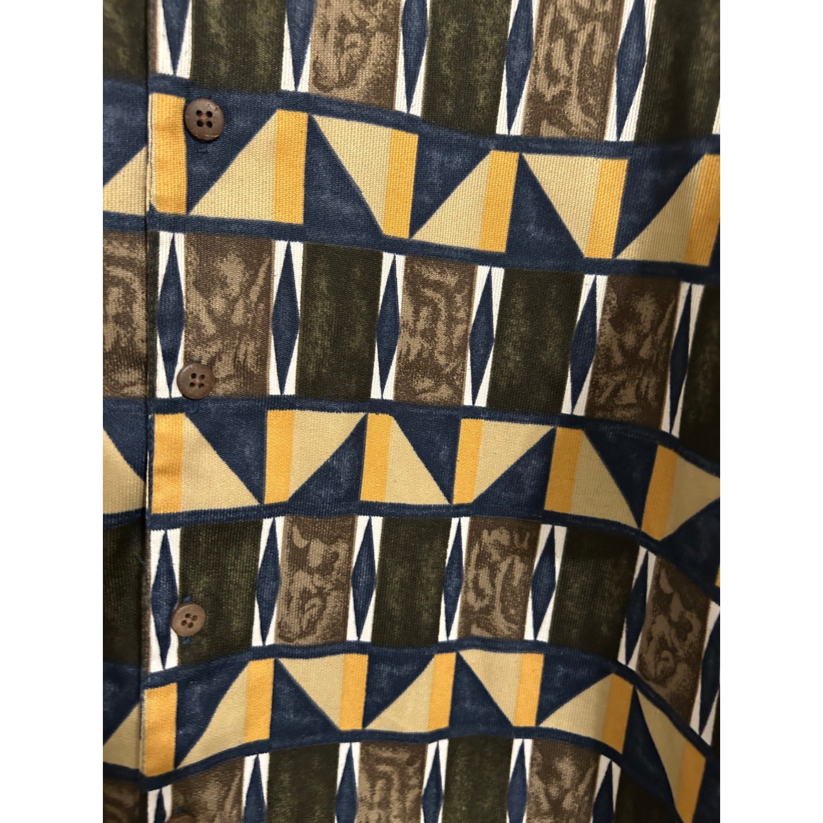 Island 2 Island Mens Large Geometric Abstract Print Short Sleeve Button Up Shirt