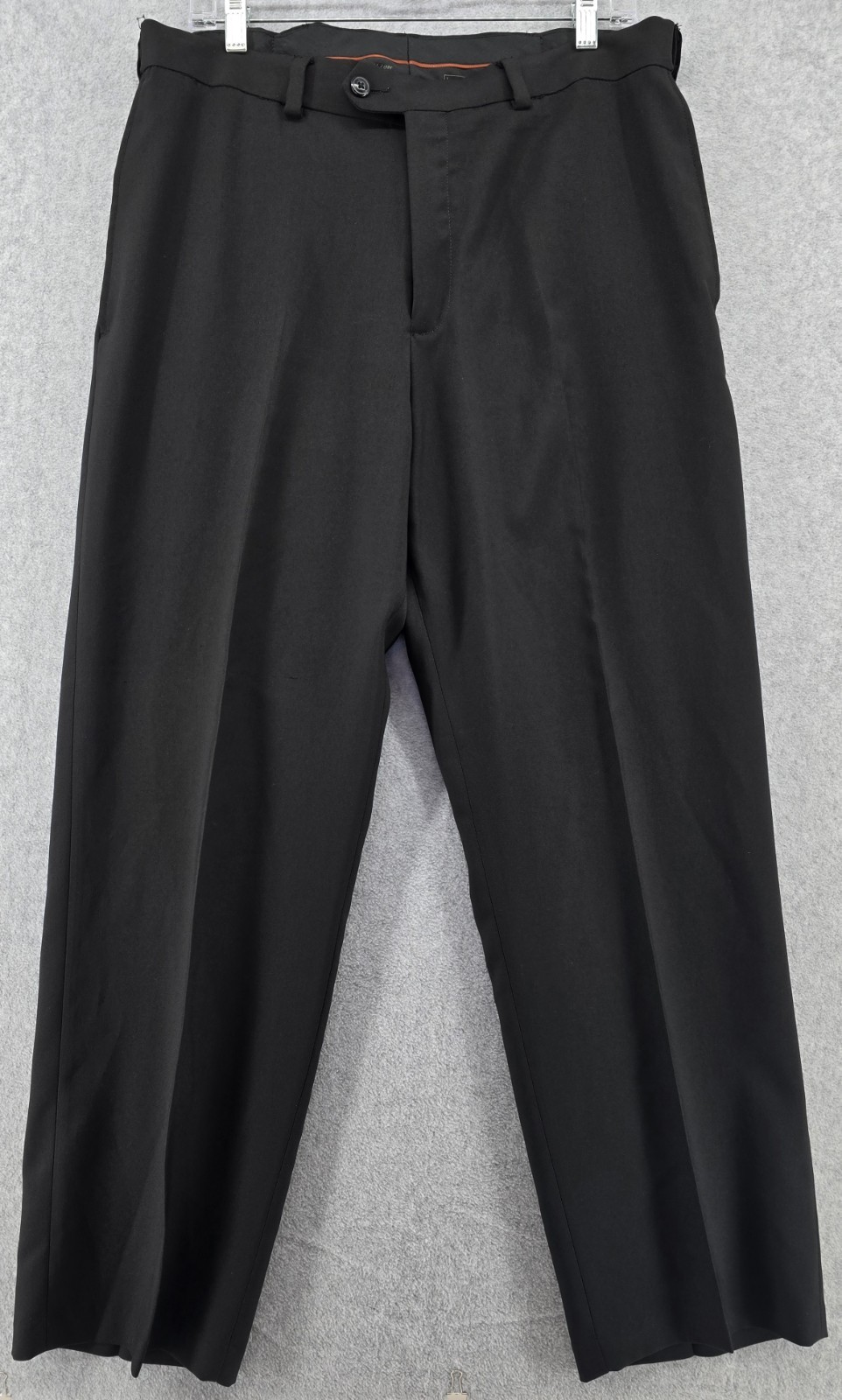 2 Pair Haggar Classic Fit Dress Pants 34×29 Black Gray Expandable Waist Flat