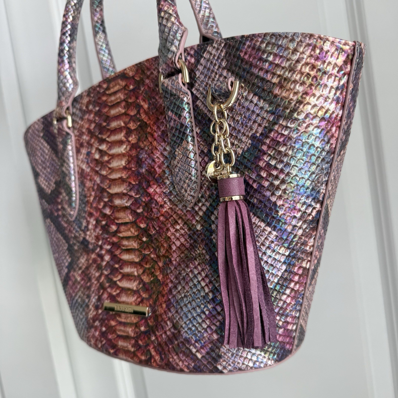 Brahmin Jenny Dewberry Ametrine Leather Satchel Handbag