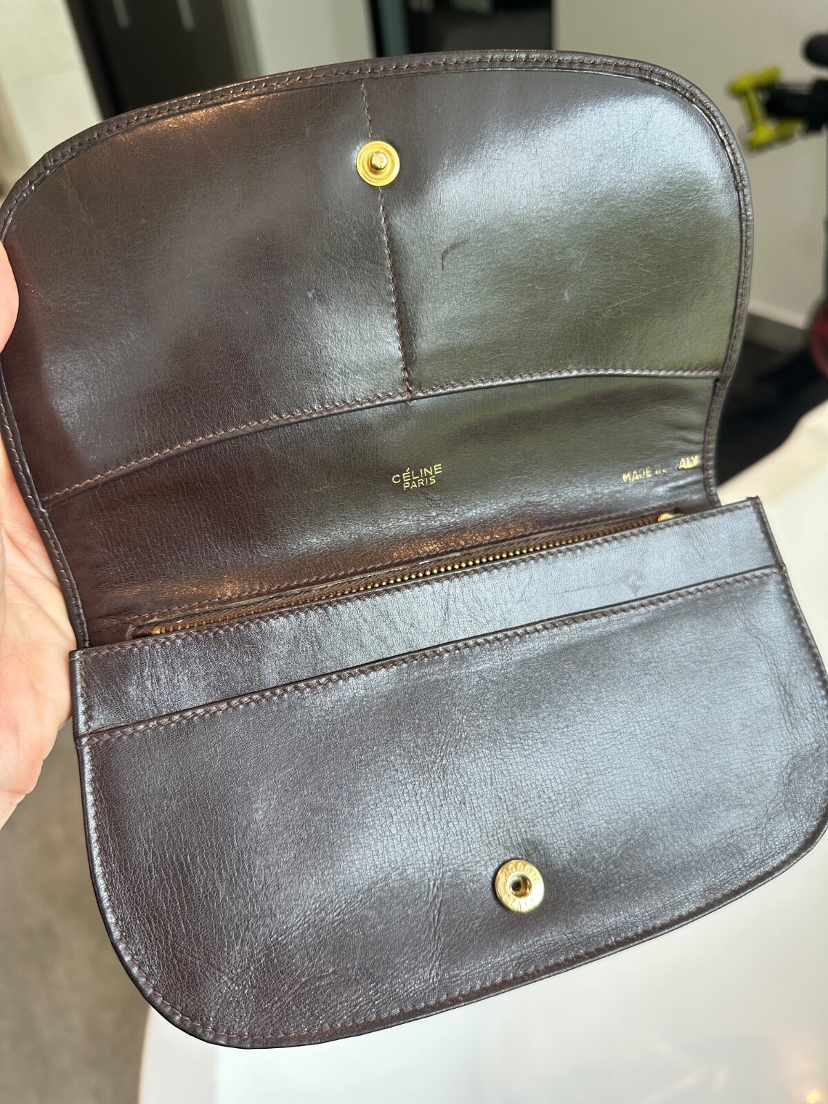 Celine Horse carriage monogram brown clutch