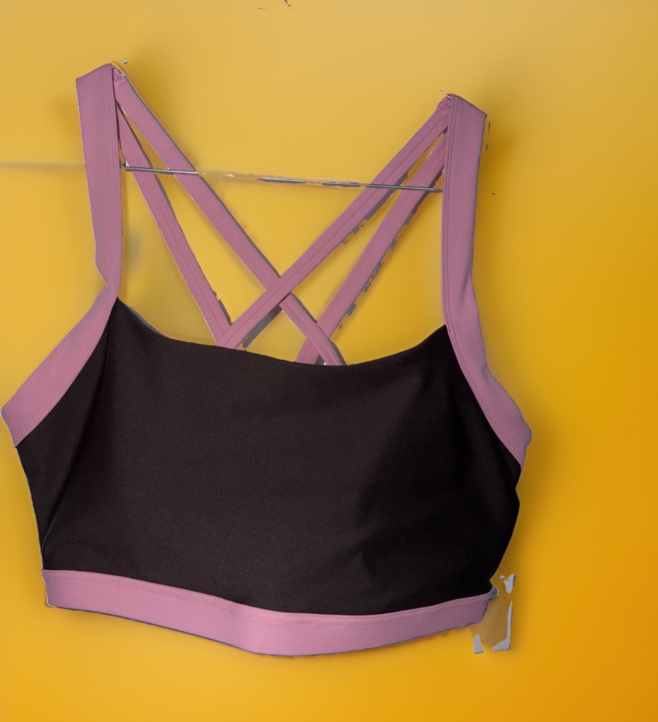 Women’s Pink Brown Strappy Sports Bra Workout Activewear Size Medium