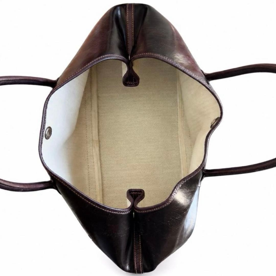 HERMES Garden Party PM Dark Brown Amazonia Leather Tote Bag 21.26in x 10.63in