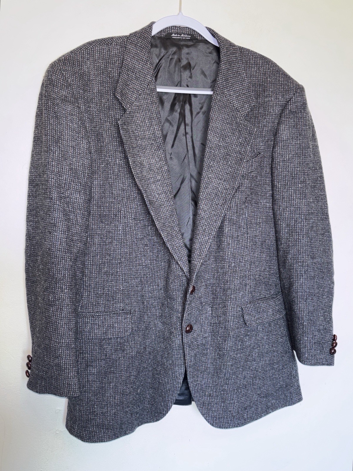 VTG Deansgate Sport Coat 43L Herringbone Wool Lambswool Tweed Jacket Academia