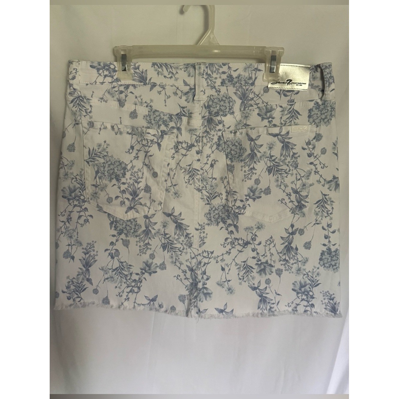 NWT Seven7 Button Fly Floral Denim Skirt Size 12