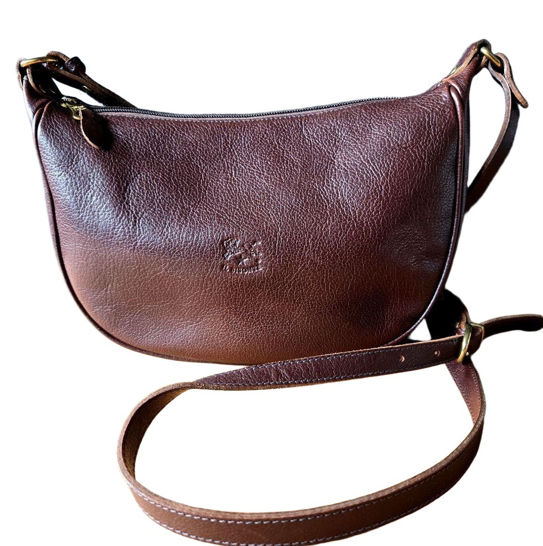 IL BISONTE Leather Crossbody Bag Dark Brown Italy 6.1×10.2×3.1in