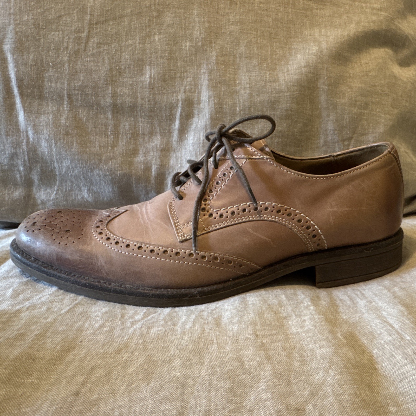 Bostonian Men’s Brown Leather Brogue Oxford Dress Shoes Lace Up Size 10M