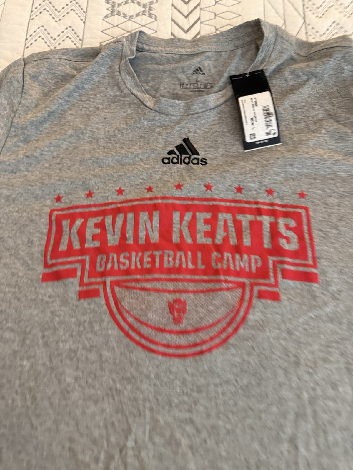 adidas Kevin Keatts Basketball Camp Logo Gray Crew Neck Tees S, L, and XL.