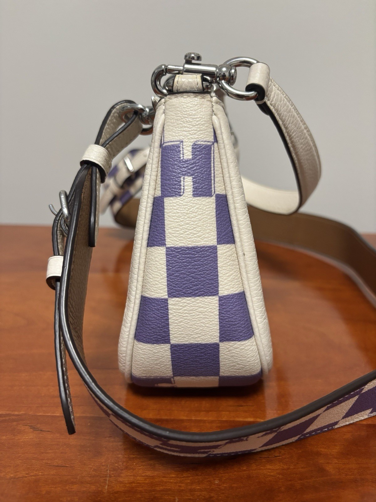 Coach Teri Shoulder Bag With Checkerboard Print Chalk/Light Violet
